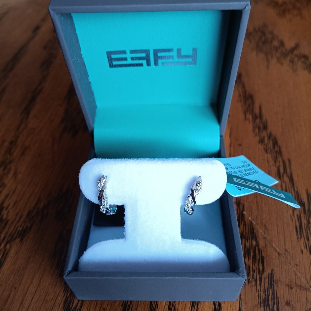 New Effy Lab Grown Diamond Hoop Earrings in Sterling Silver